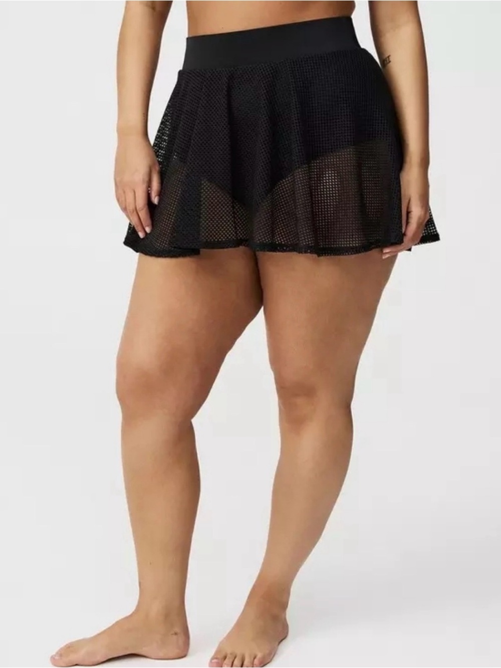 Torrid Black Mesh Skirted Swim Bottom - Women's Plus